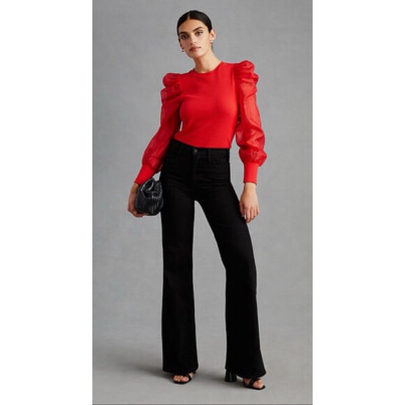 Anthropologie Tops - Anthropologie Dolan Women Blouse Red Puff-Sleeve Preppy Boho Retro Top XS NWT